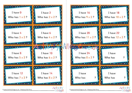 2 Times Table Around The World Cards