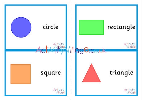 2D shape flashcards - large - first 4 shapes