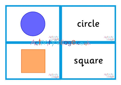 2D shape vocabulary matching cards - first 4 shapes