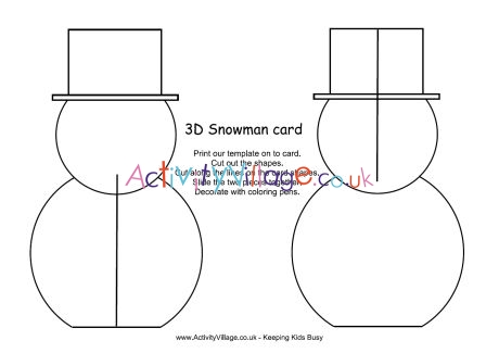 3D snowman card template
