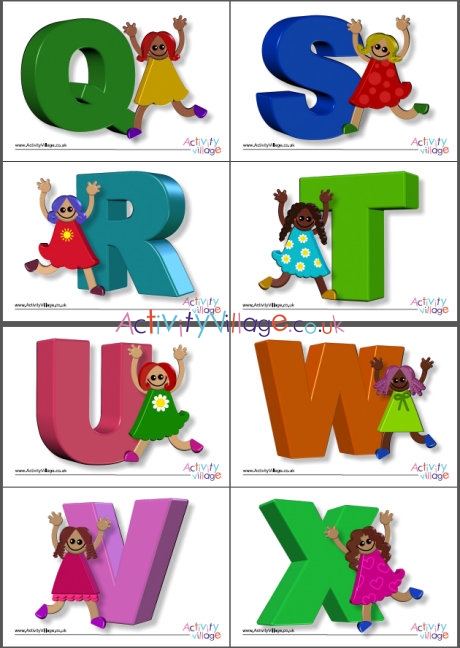 3D alphabet posters - girls, A5