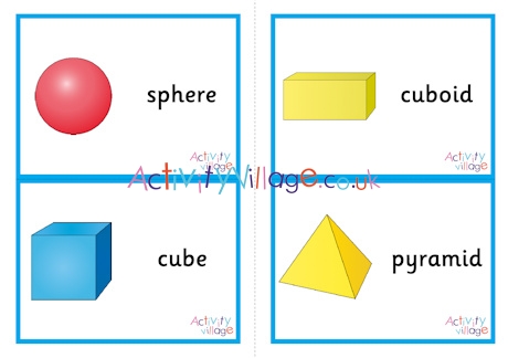3D shape flashcards - large - first 4 shapes