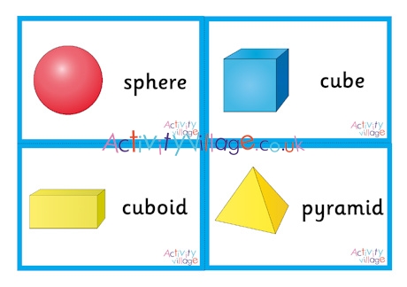 3D shape flashcards - small - first 4 shapes