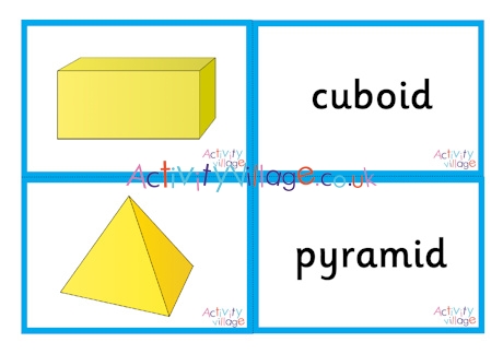 3D shapes vocabulary matching cards - first 4 shapes
