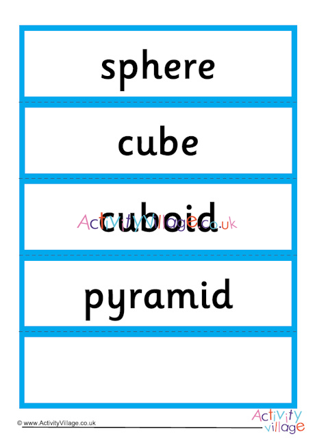 3d Shape Word Cards First 4 Shapes