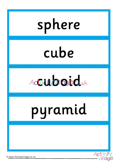 3D shape word cards -  first 4 shapes