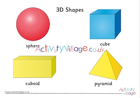 3D shape word mat - first 4 shapes