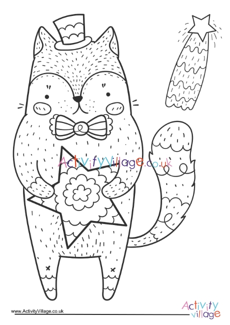 4th July cat colouring page
