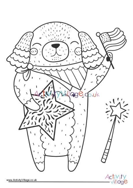 4th July dog colouring page