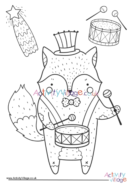 4th July fox colouring page