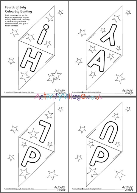 4th of July colouring bunting