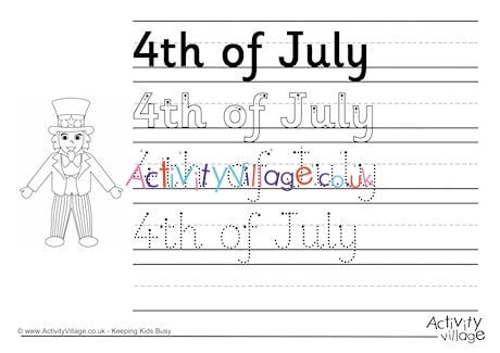 4th Of July Handwriting Worksheet