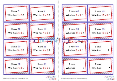5 Times Table Around The World Cards