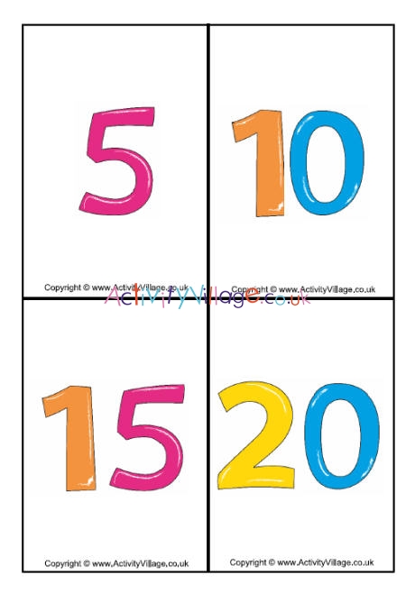 5 times table - large flash cards