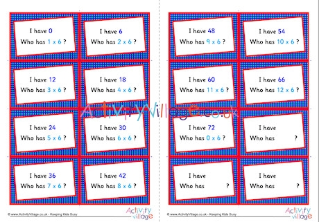 6 Times Table Around The World Cards