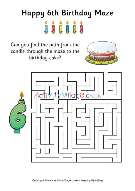 6th birthday maze