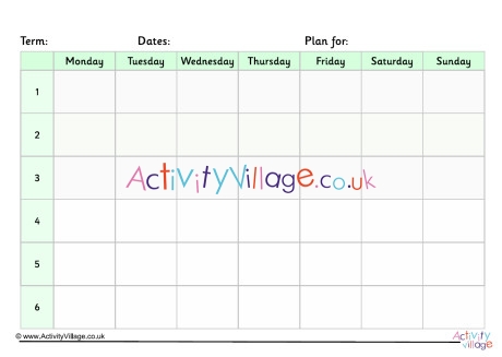 7 Day Termly Planner