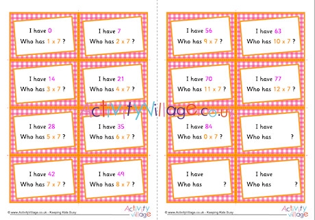 7 Times Table Around The World Cards
