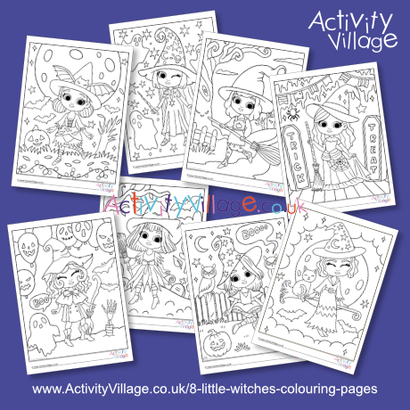 8 lttle witches colouring pages