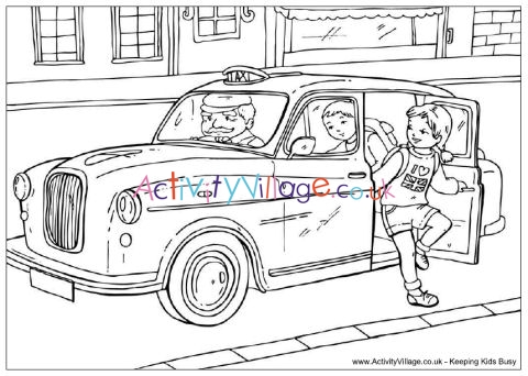 London black cab colouring page