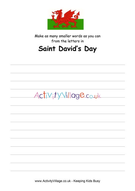 St Davids day puzzle