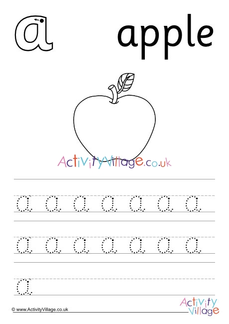 A for apple handwriting worksheet