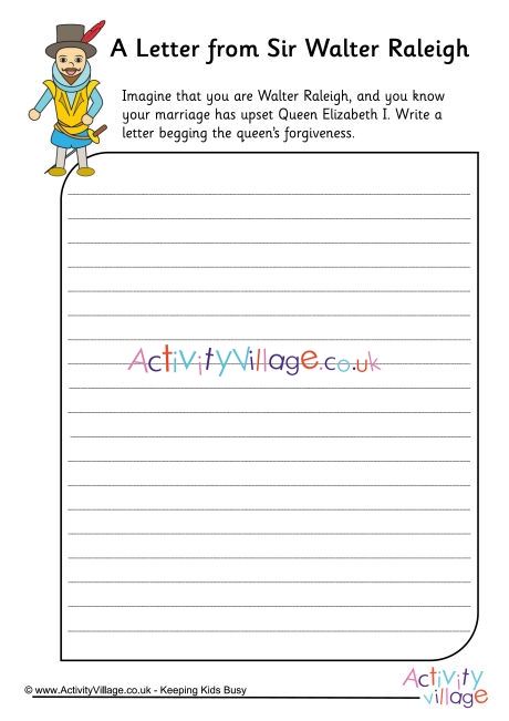 A letter from Walter Raleigh worksheet