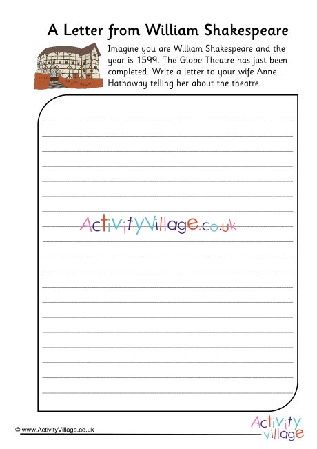 A letter from William Shakespeare worksheet