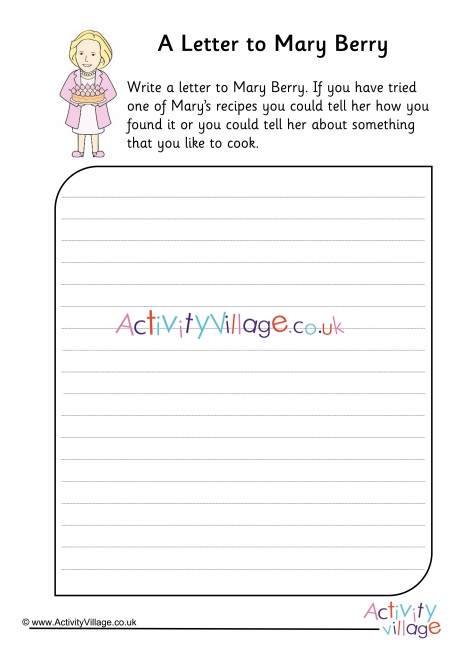 A Letter To Mary Berry Worksheet