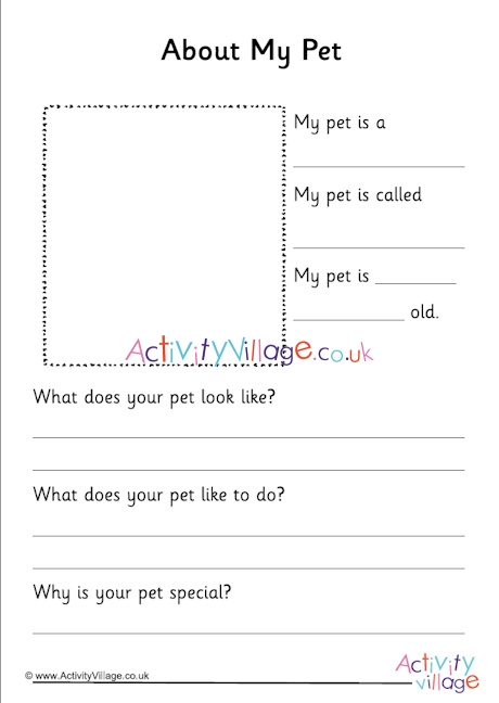 About My Pet Worksheet
