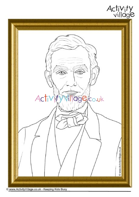 Abraham Lincoln portrait gallery colouring page