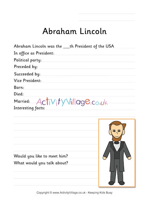 Abraham Lincoln worksheet 