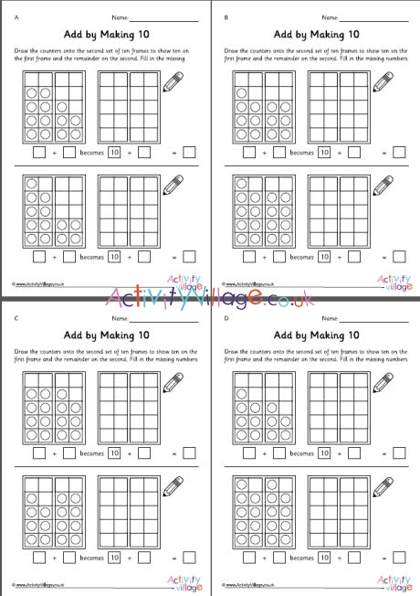 Add by making 10 worksheets set 1