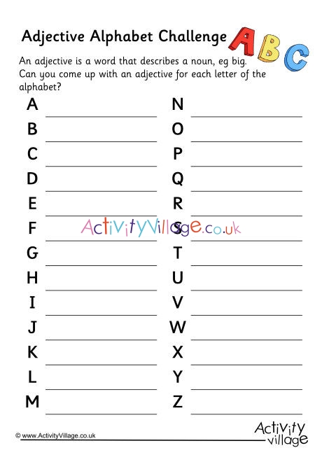 Adjective Alphabet Challenge