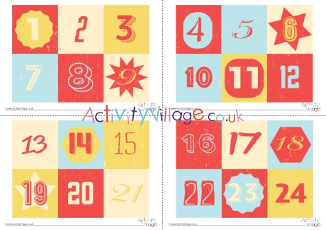 Advent Calendar numbers printable