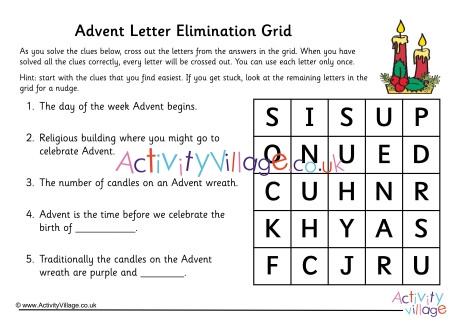 Advent Letter Elimination Grid