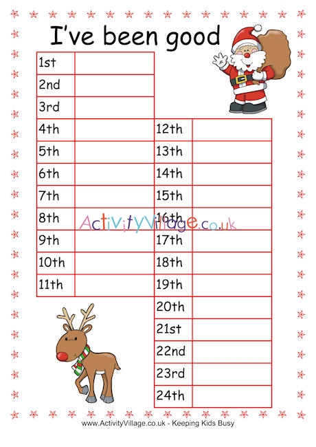 Advent Reward Chart