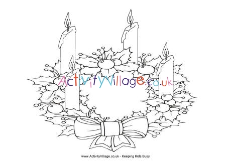 Advent wreath colouring page