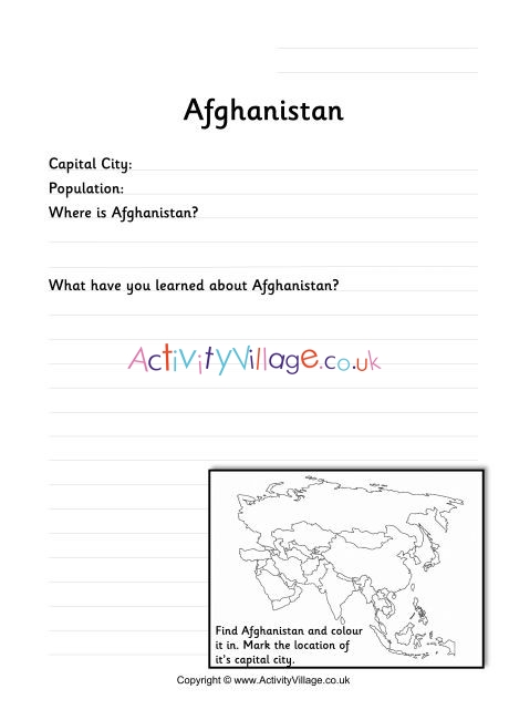 Afghanistan Worksheet
