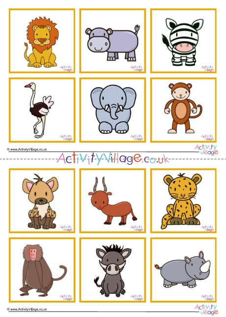 African Animal Game Cards