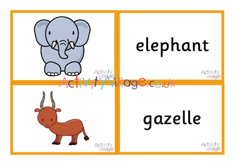 African Animal Vocabulary Matching Cards