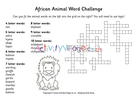 African animal word challenge