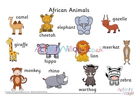 African Animal Word Mat