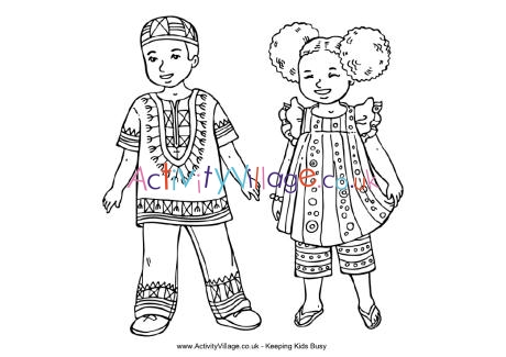 African children colouring page