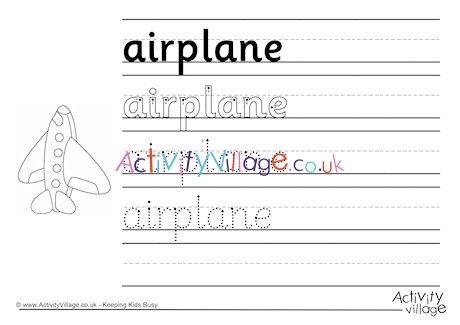 Airplane Handwriting Worksheet