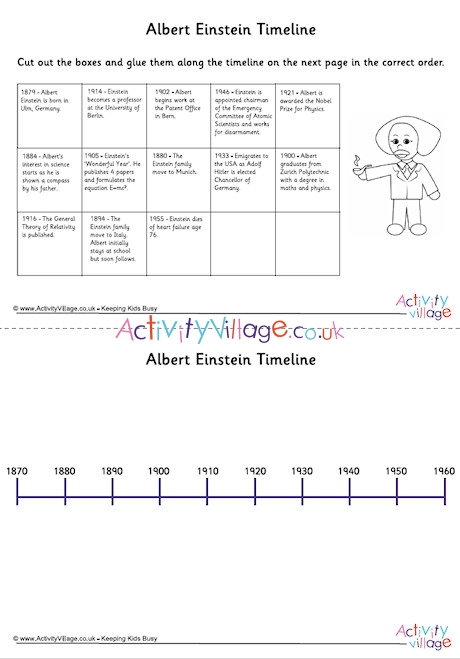 Albert Einstein Timeline Cut And Stick Worksheet