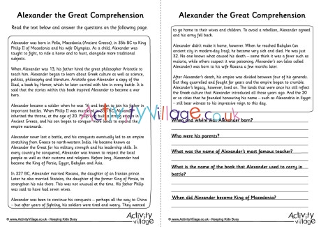 Alexander the Great Comprehension