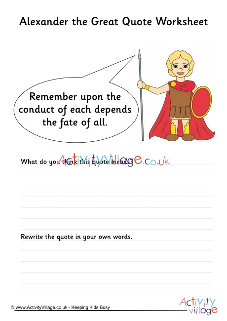 Alexander the Great Quote Worksheet 1