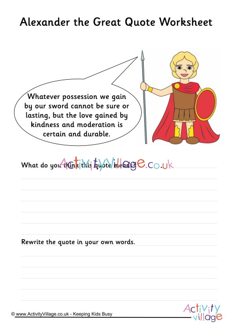 Alexander the Great Quote Worksheet 2