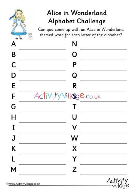 Alice In Wonderland Alphabet Challenge